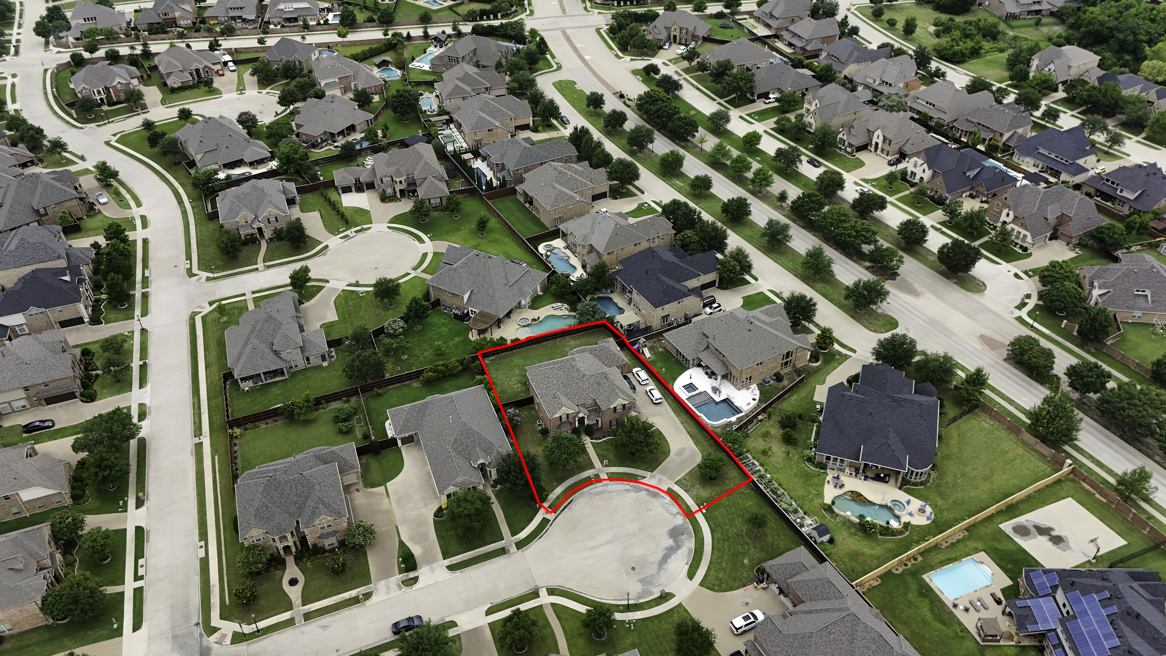 Above Front Red Outline aerial drone photography